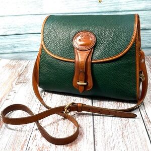 DOONEY & BOURKE CLASSIC VINTAGE ESSEX LARGE CROSSBODY BAG GREEN BRITISH TAN